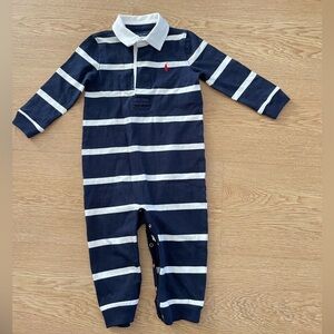 Striped Cotton Jersey Rugby Coverall, Save your Wishlist, Baby Boy 12 months